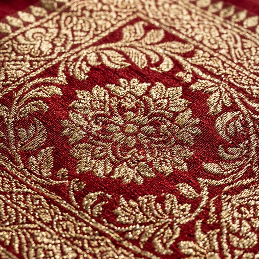 Colourful threads arranged on a traditional weaving loom